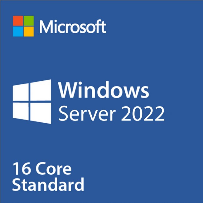 MICROSOFT + Logo WINDOWS SERVER 2022 STANDARD 16 Core License Pack