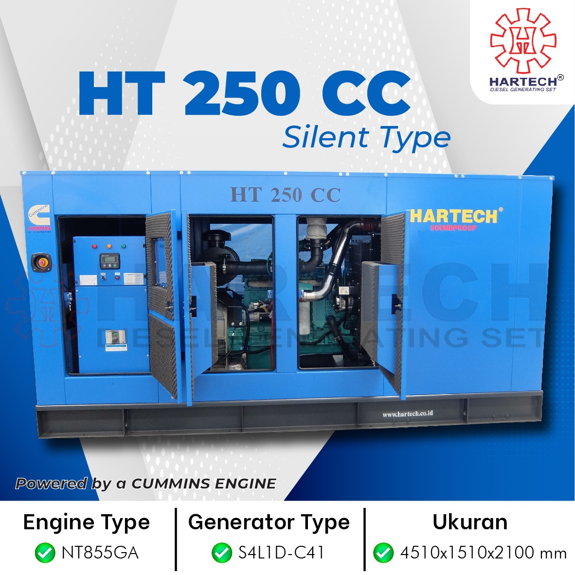 GENSET HT-250 CC CUMMINS 250 KVA SILENT TYPE